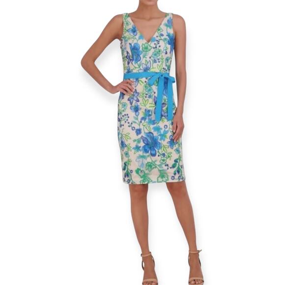Eliza J Women's Embroided Cocktail Sheath Floral Sleeveless Dress Size 4 NWT - Picture 1 of 9